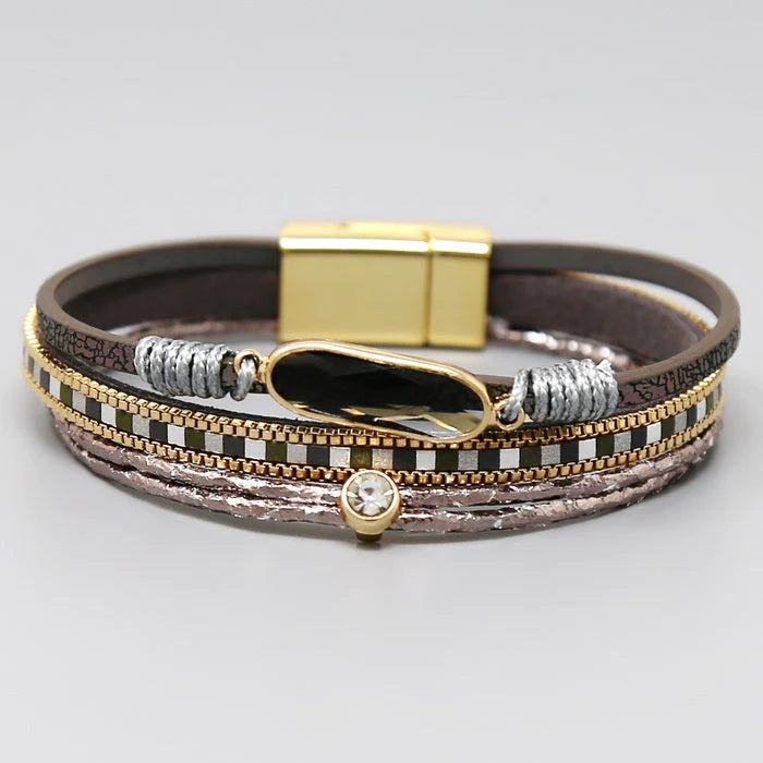 Magnetic Multi Strand Stone Bracelet
