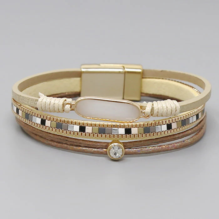 Magnetic Multi Strand Stone Bracelet