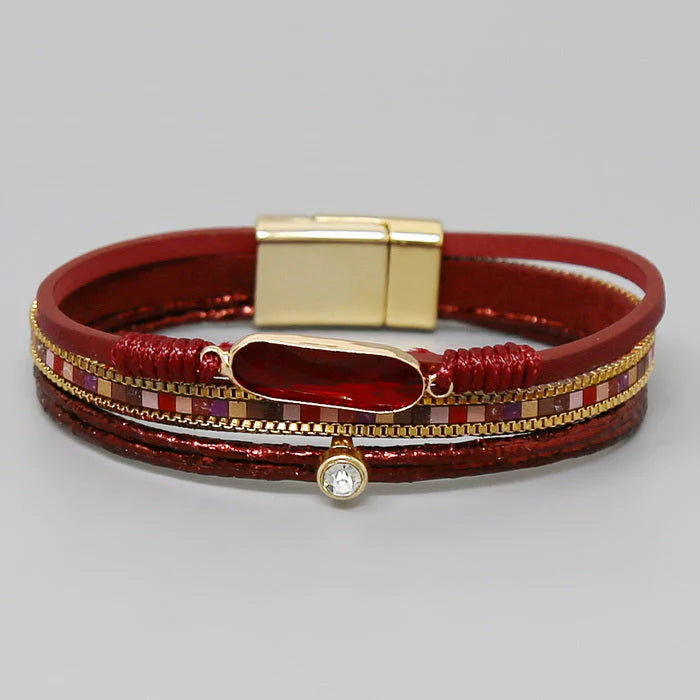 Magnetic Multi Strand Stone Bracelet