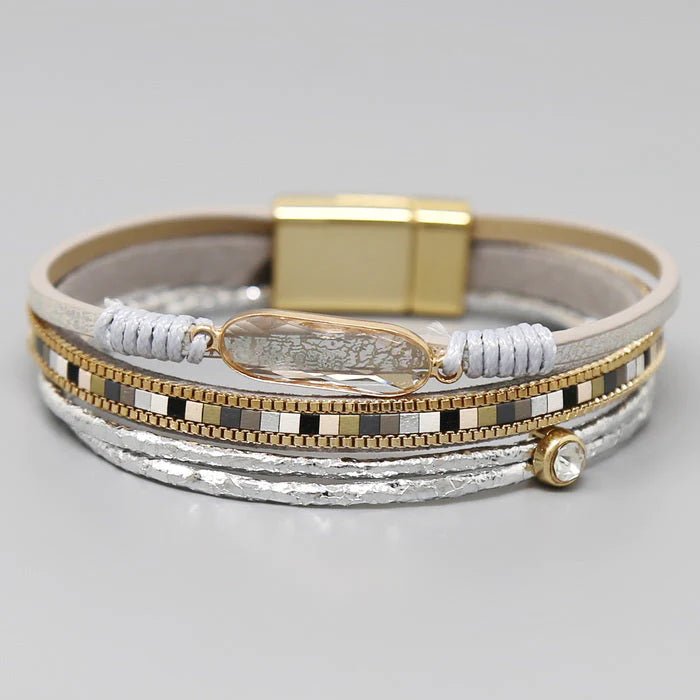 Magnetic Multi Strand Stone Bracelet