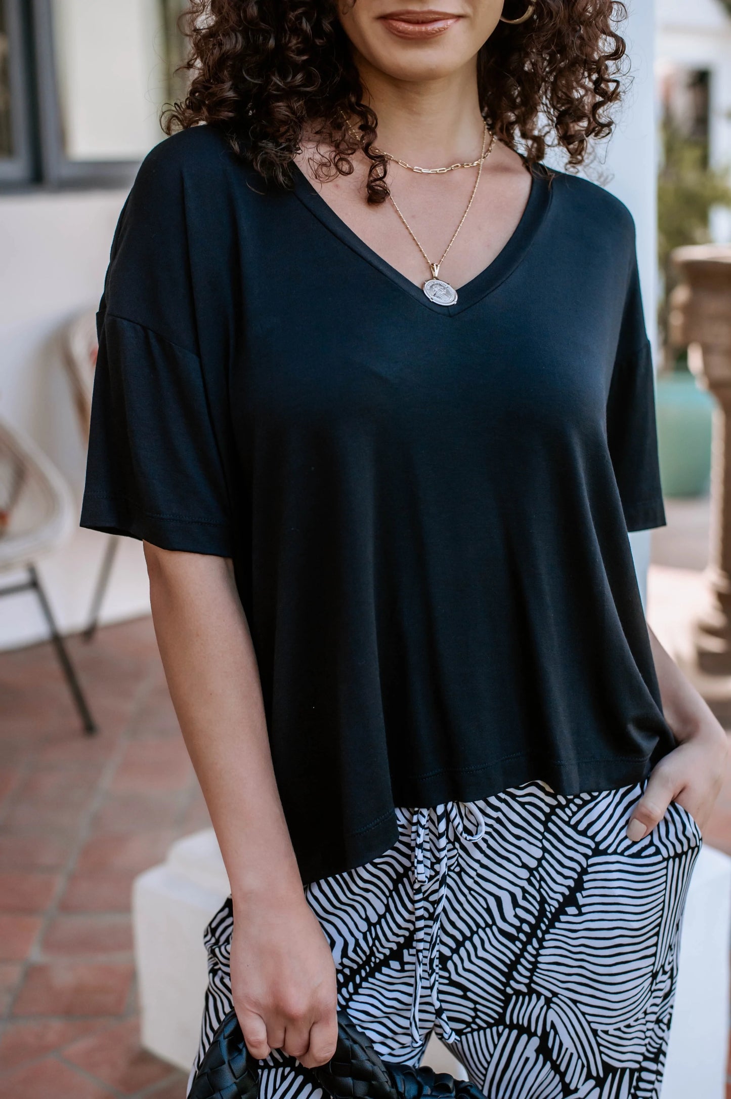 Veronica M Black Modal Boxy Top