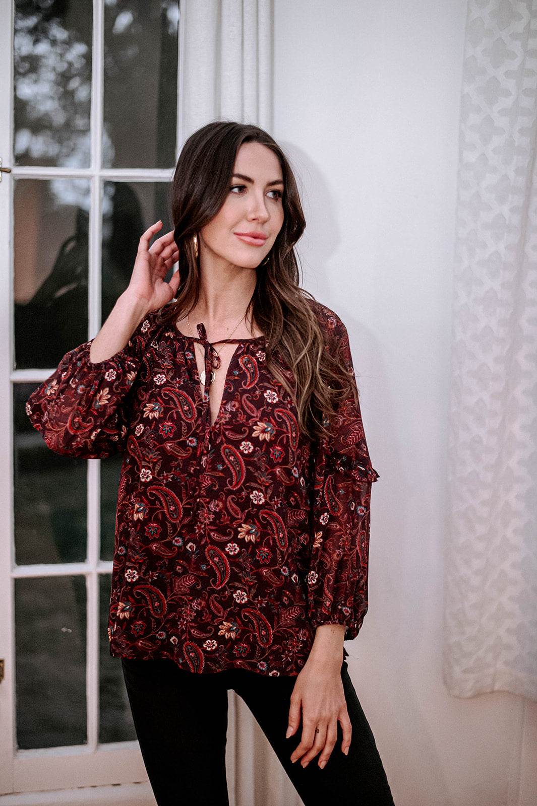 Veronica M Gredana Chiffon Blouse Top - SMALL