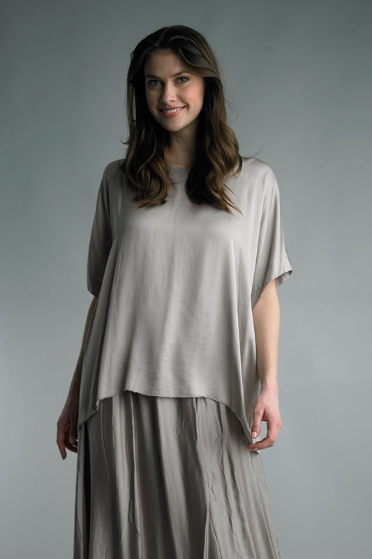 Tempo Paris Silk Short Sleeve Top - S/M BLACK