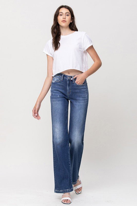 High Rise Wide Leg with Raw Hem Jeans