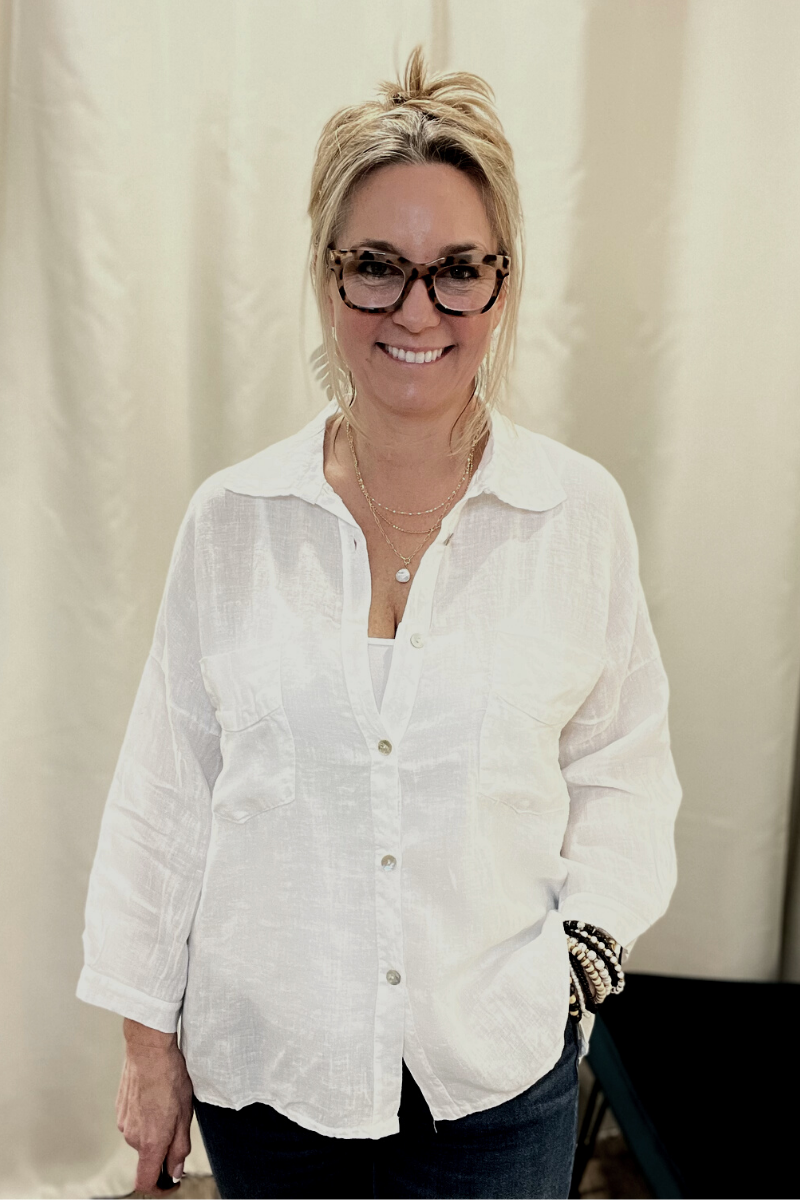 Tempo Paris relaxed linen button down top