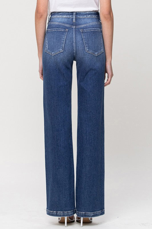 High Rise Wide Leg with Raw Hem Jeans