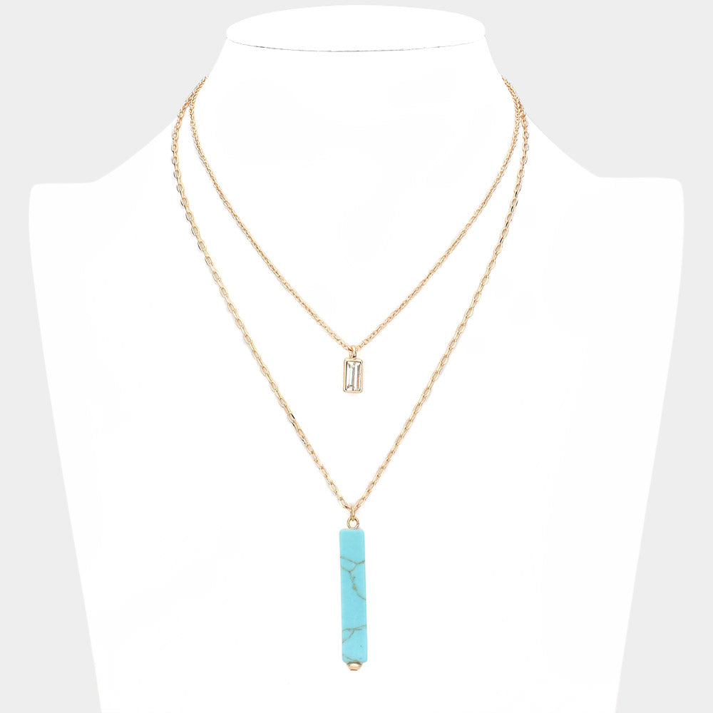Natural Stone and Crystal Necklace