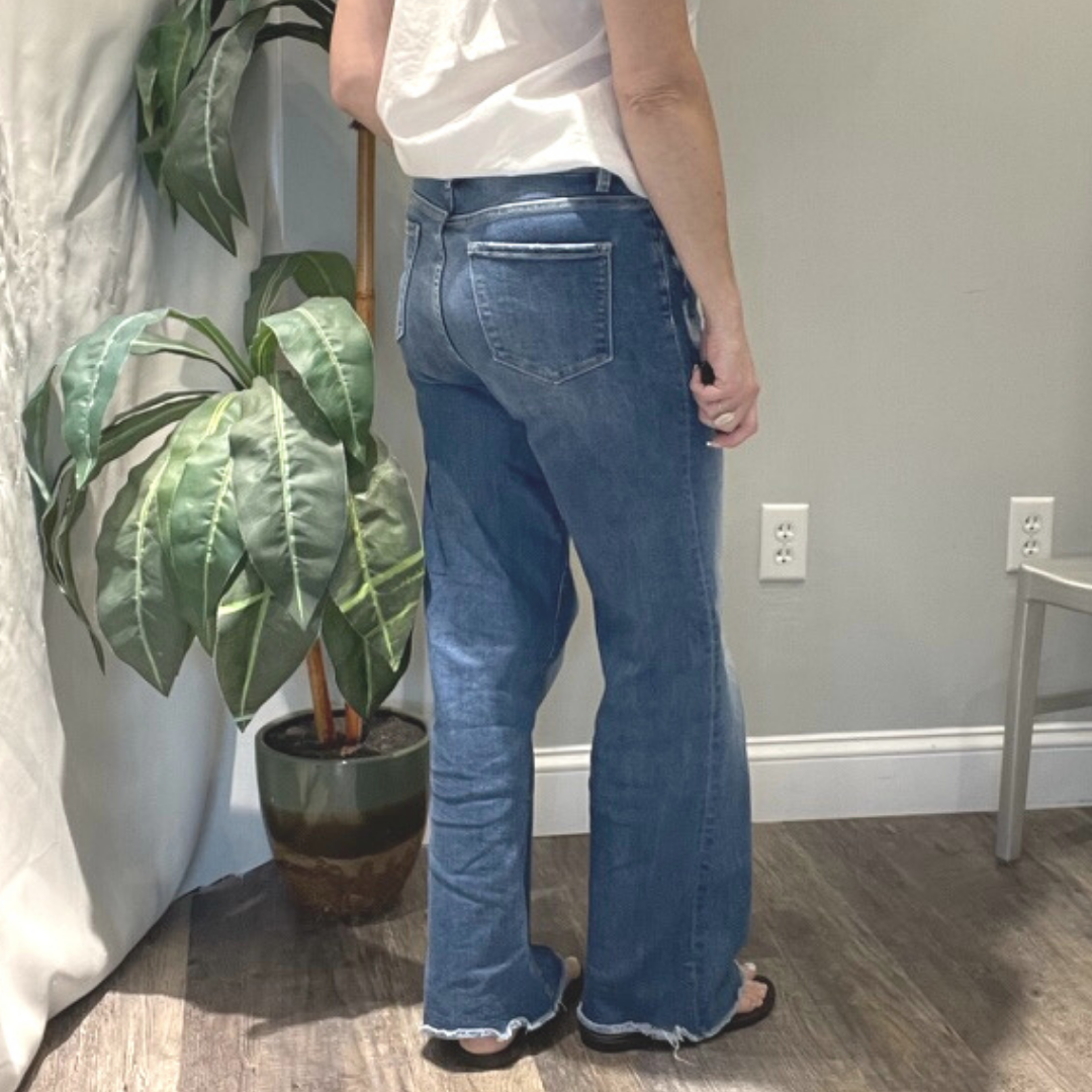 High Rise Wide Leg with Raw Hem Jeans