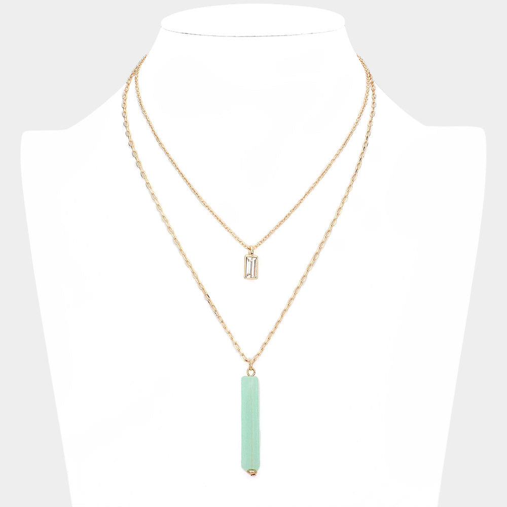 Natural Stone and Crystal Necklace