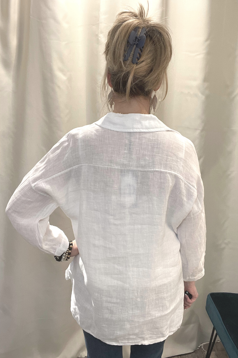 Tempo Paris relaxed linen button down top