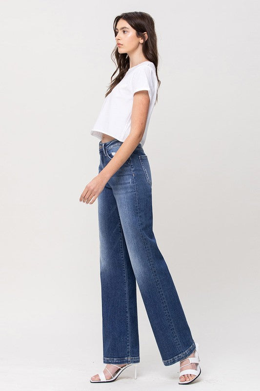 High Rise Wide Leg with Raw Hem Jeans