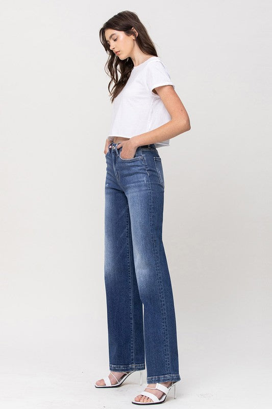 High Rise Wide Leg with Raw Hem Jeans