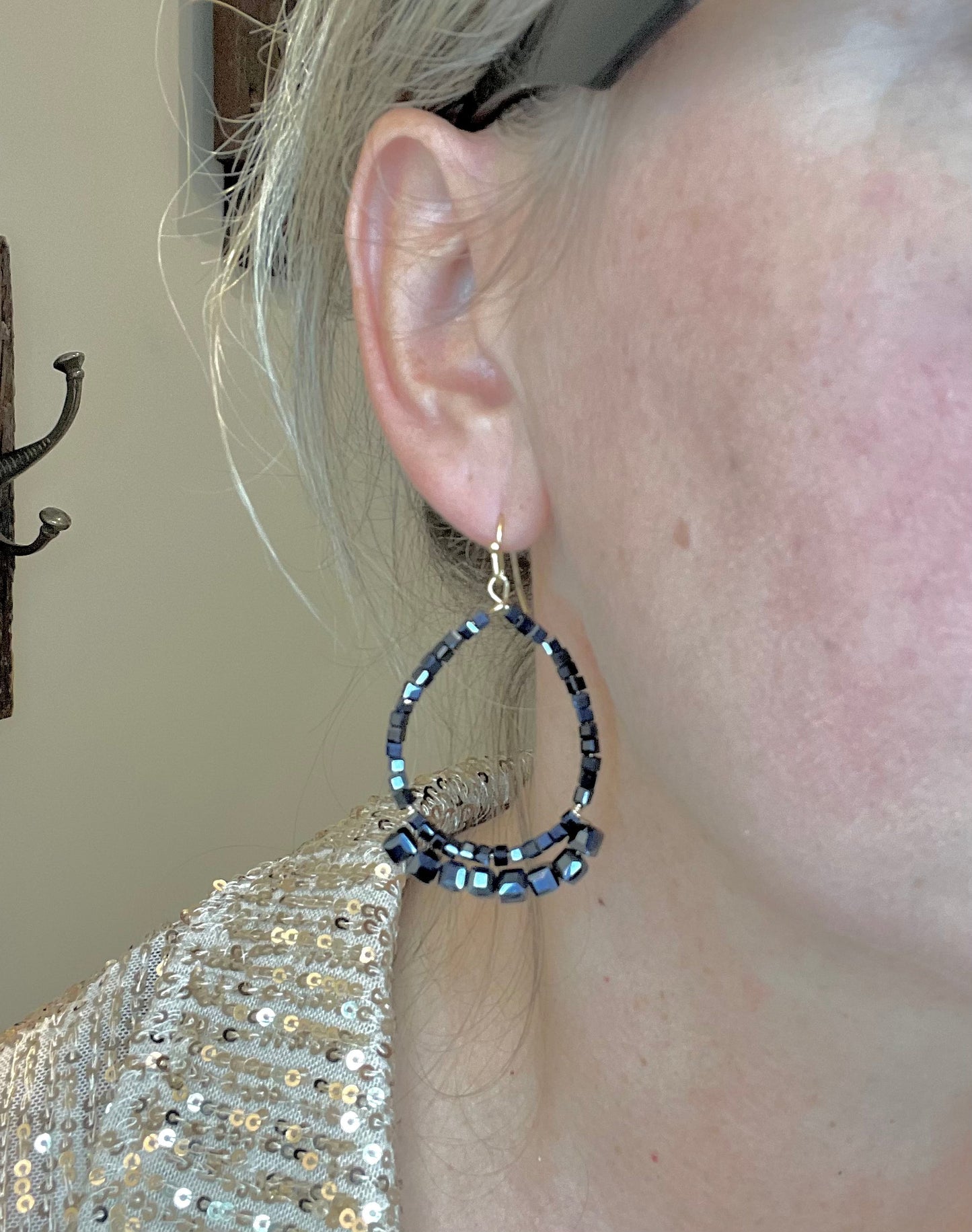 Black Crystal Teardrop Earrings