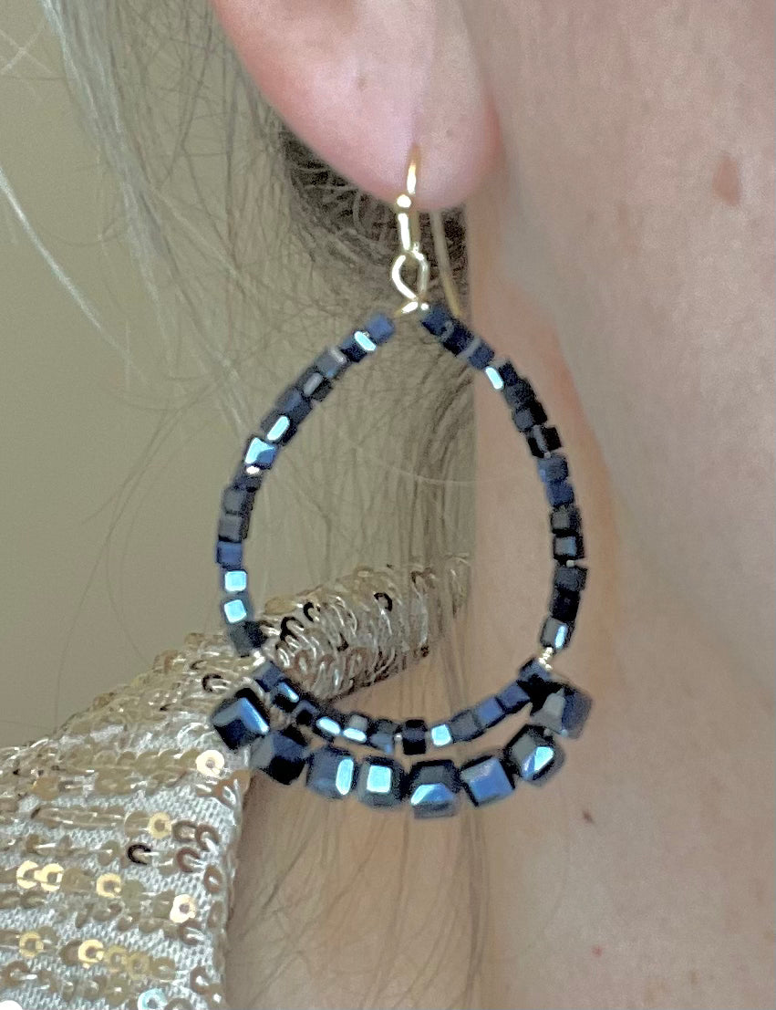 Black Crystal Teardrop Earrings