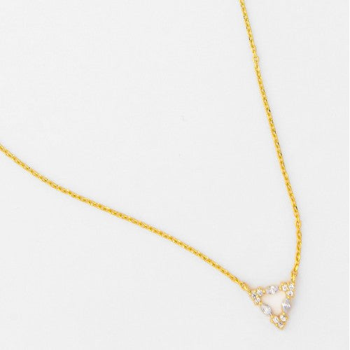 Tiny Gold Plate & CZ Necklace