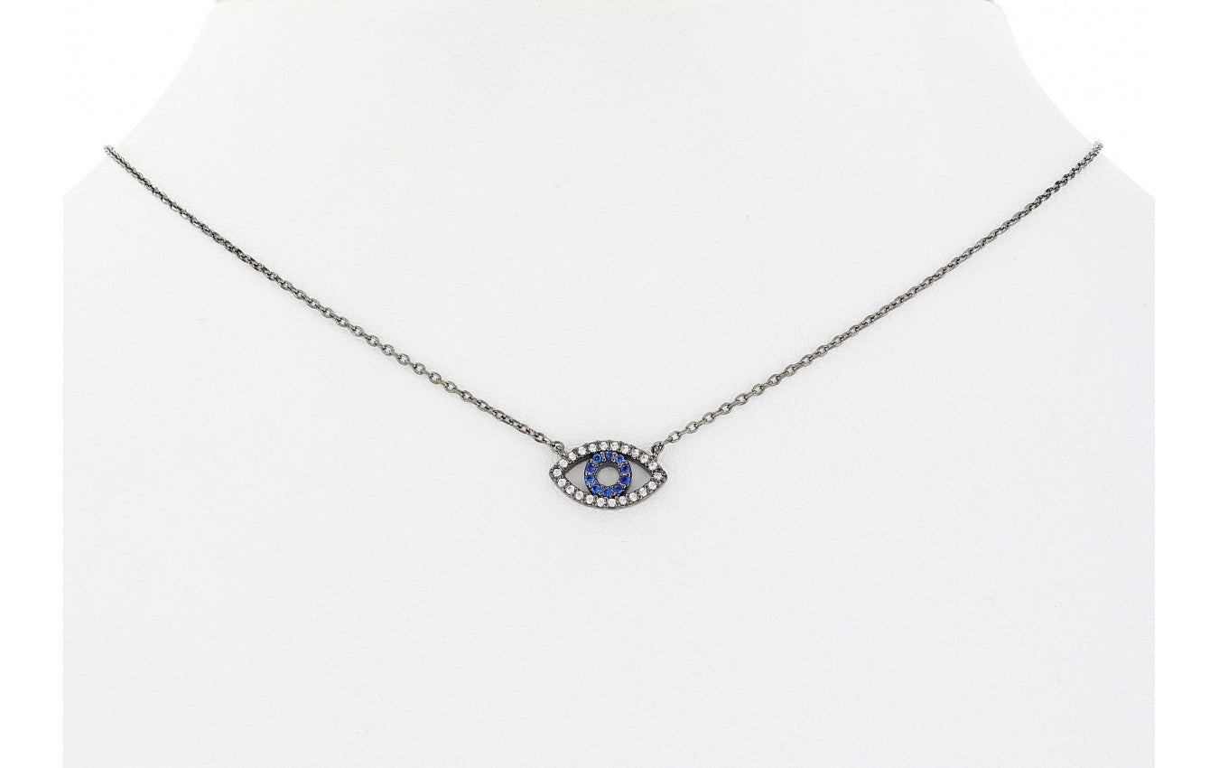 Tiny Gunmetal & CZ Necklace