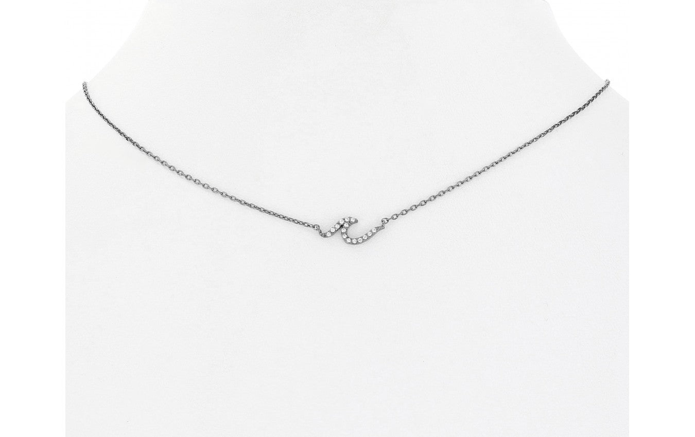 Tiny Gunmetal & CZ Necklace