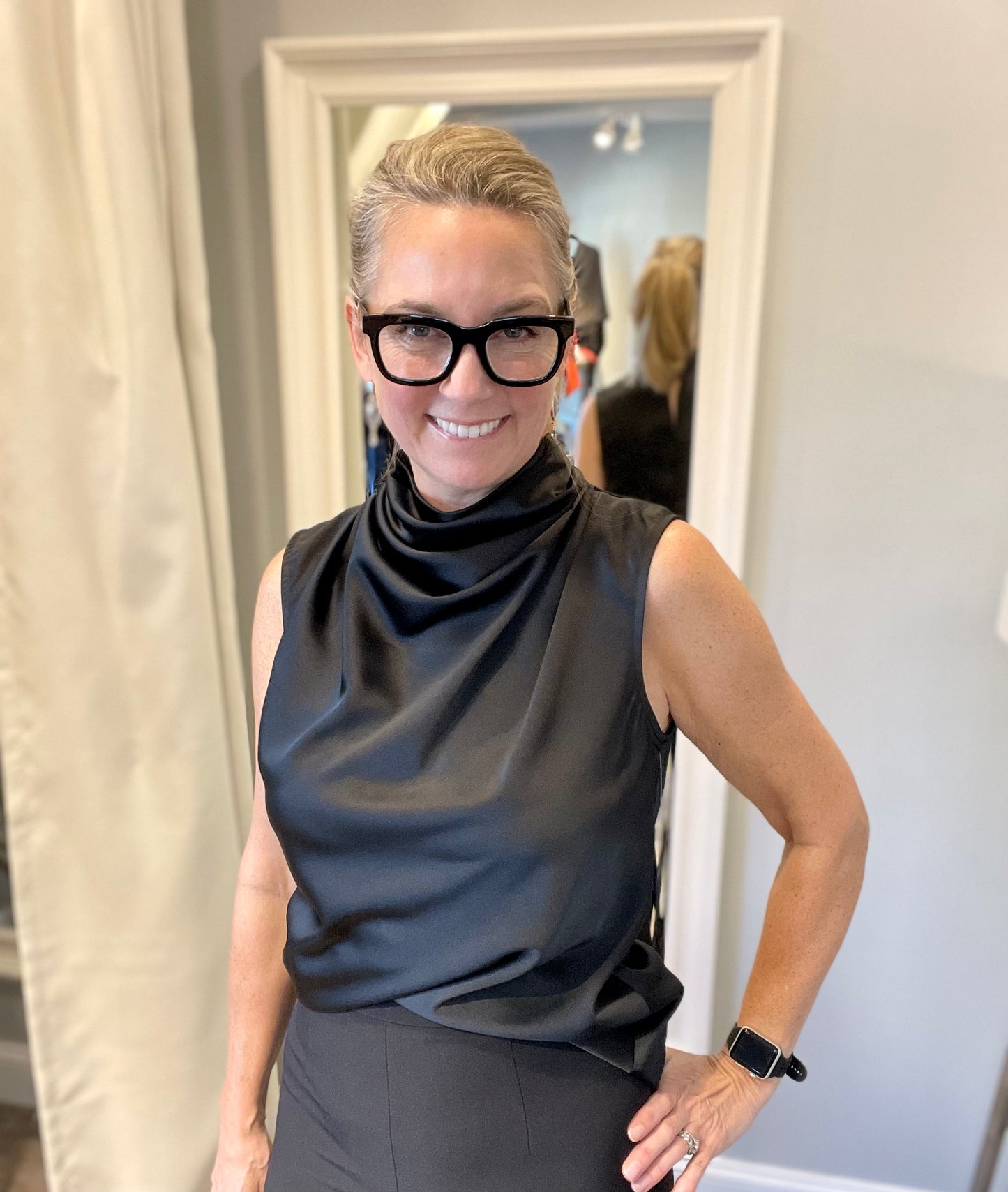 Posh Couture Drape Neck Top