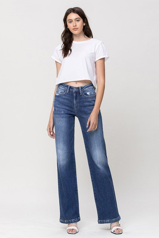 High Rise Wide Leg with Raw Hem Jeans