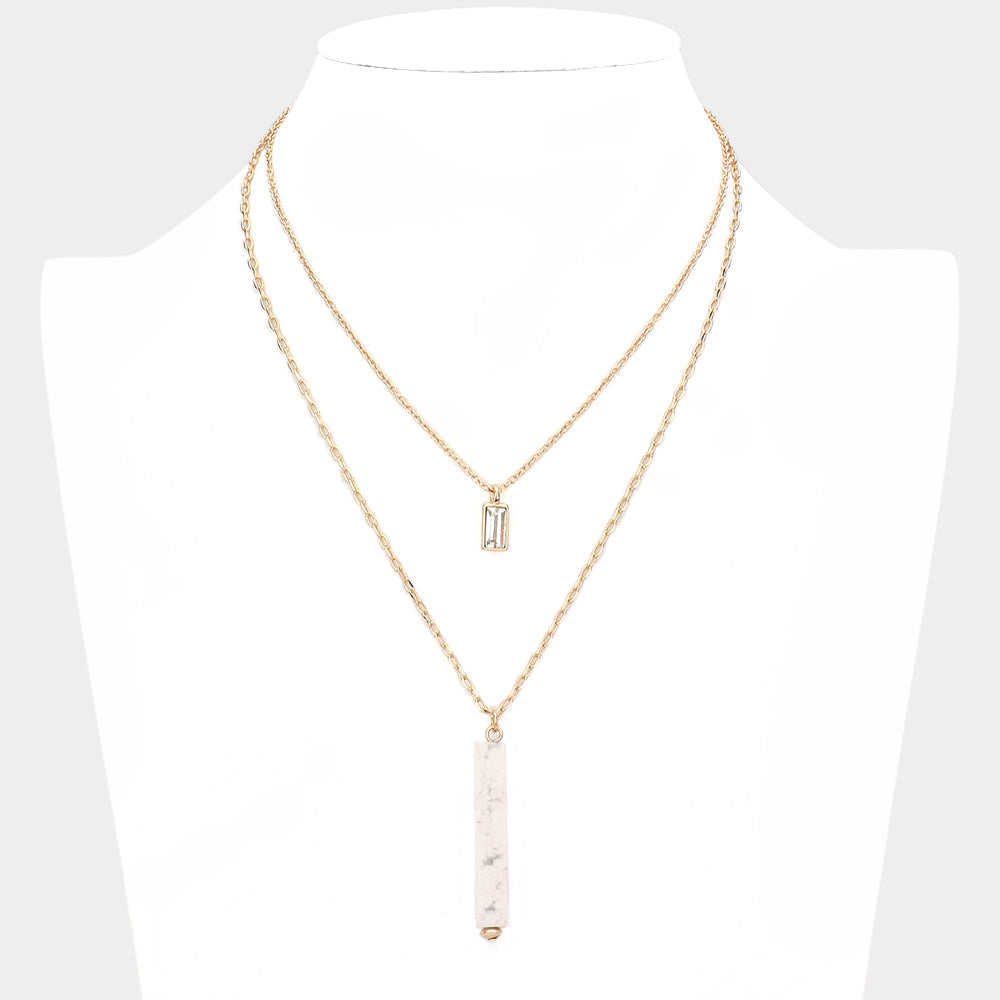 Natural Stone and Crystal Necklace