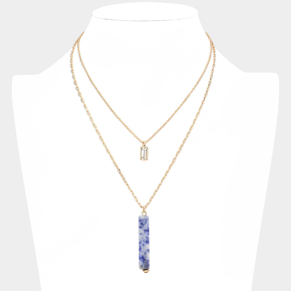 Natural Stone and Crystal Necklace