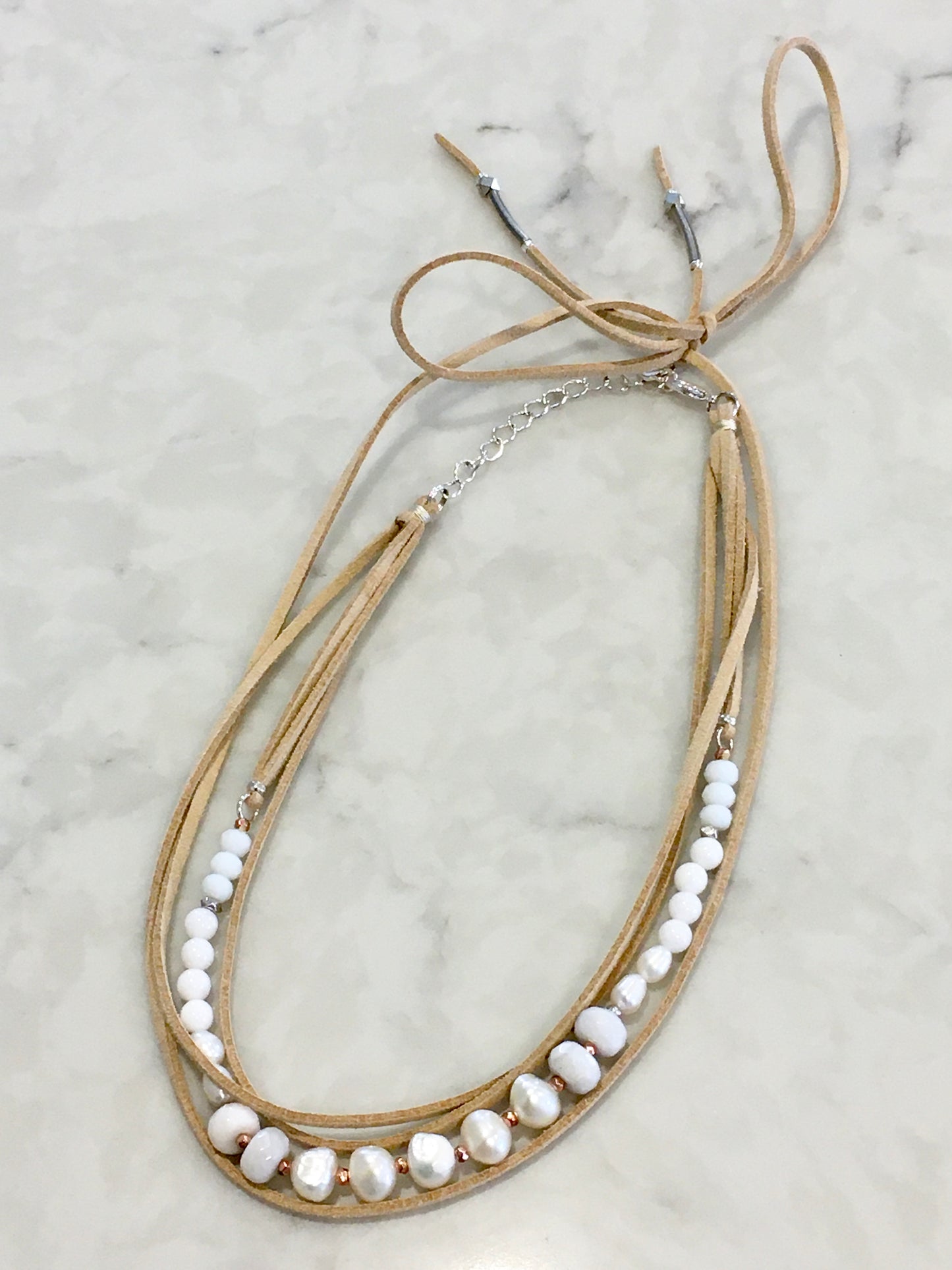 Nakamol Pearl and Leather Necklace