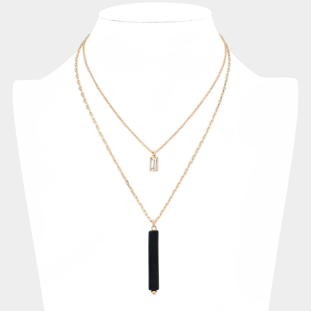 Natural Stone and Crystal Necklace