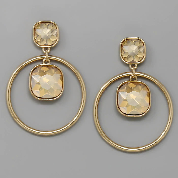 Faceted Crystal Hoop Drop Earrings