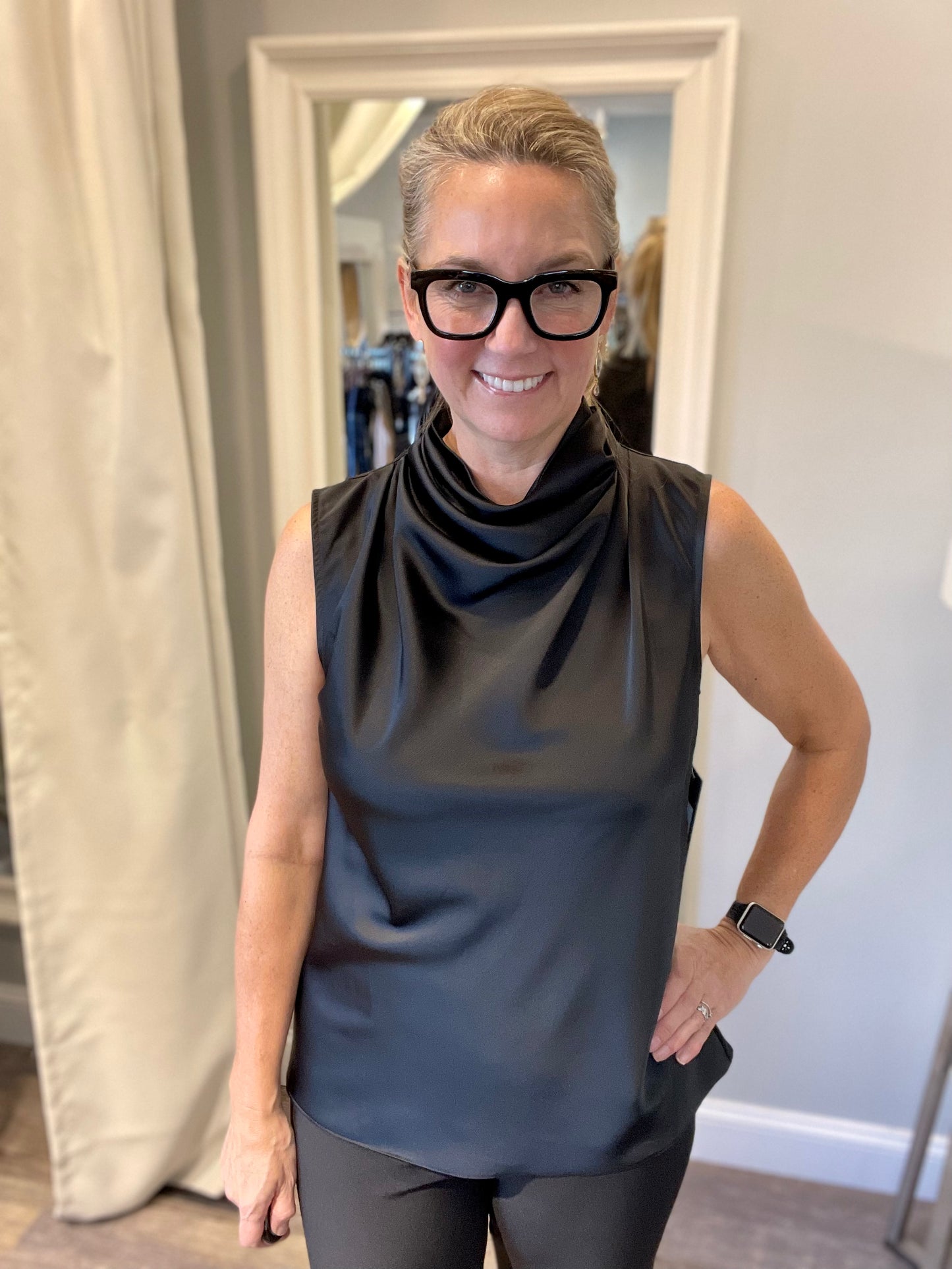 Posh Couture Drape Neck Top