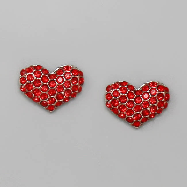 Rhinestone Pave Heart Stud Earrings