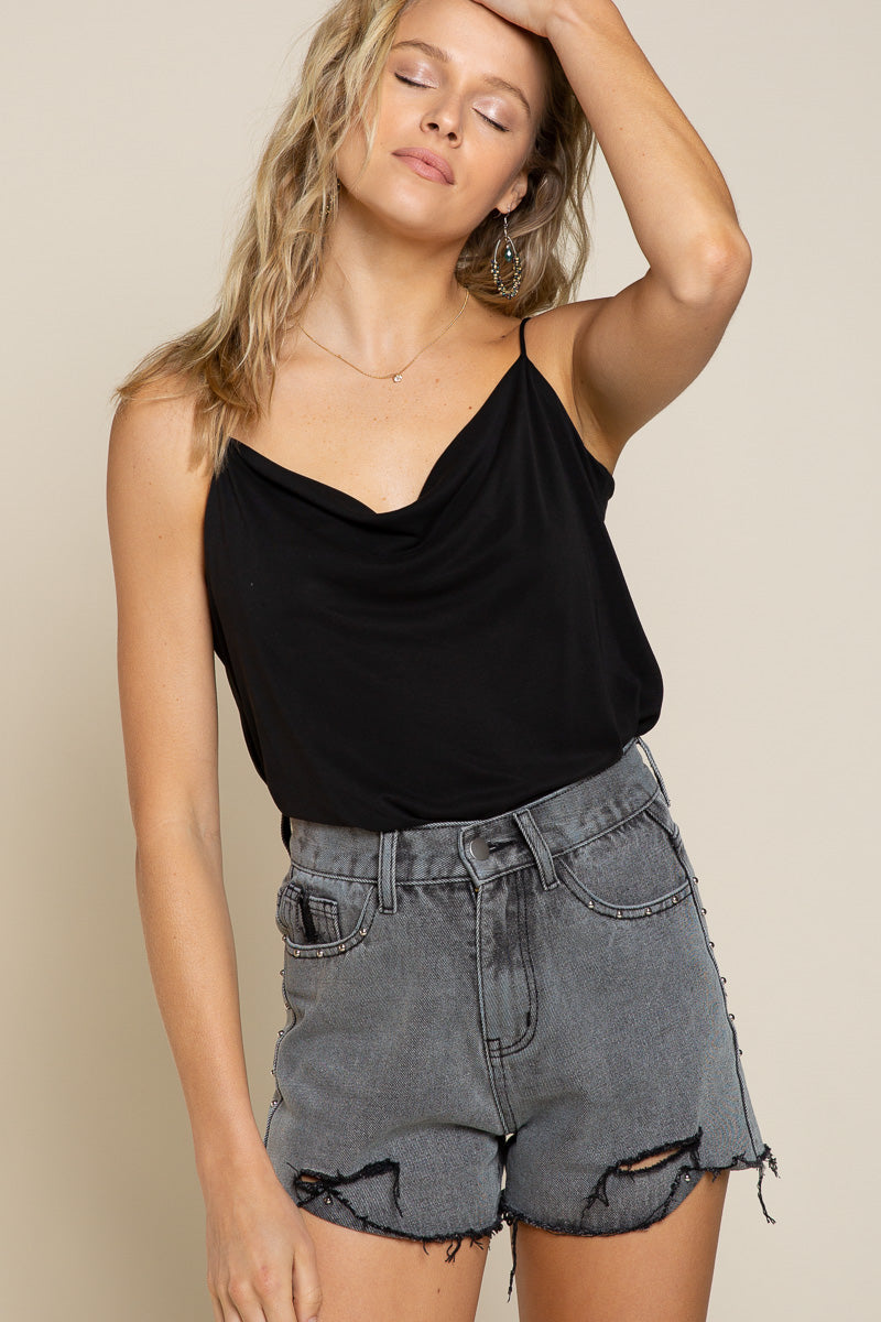 POL Drapey Spaghetti Tank Top