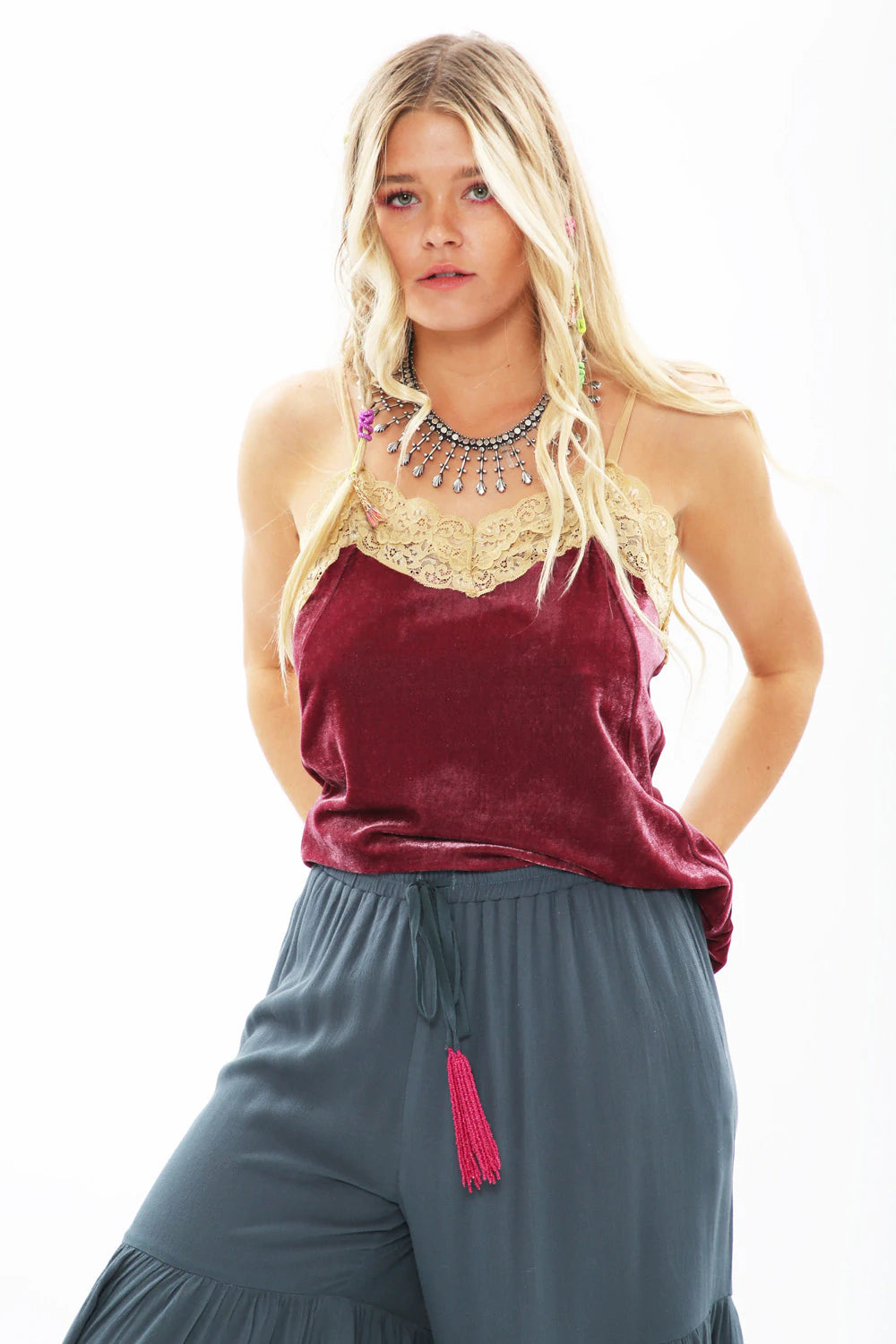 Luxe Spring Velvet Camisole Top at Leaf Boutique