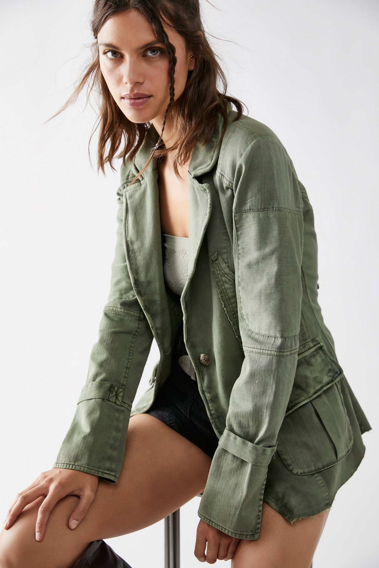 Free People Harlow Army Green Blazer