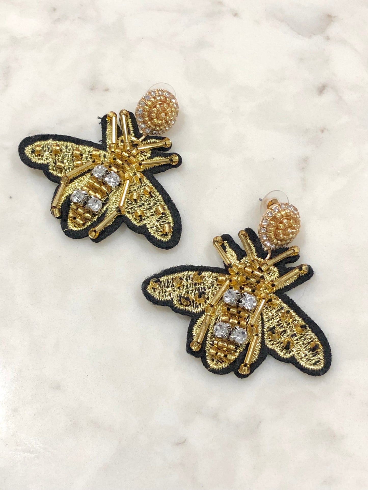 Woven Beaded Bee Earrings