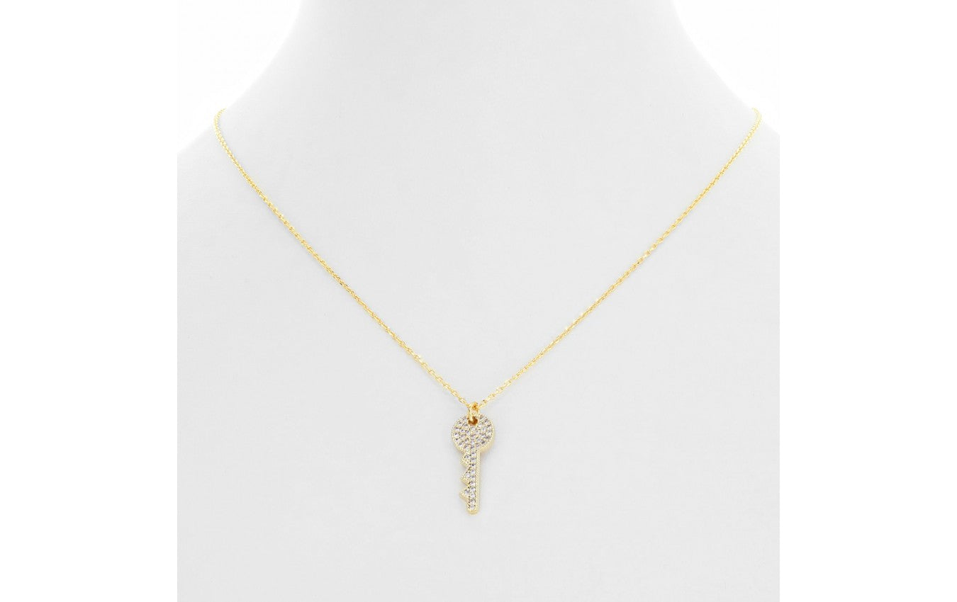 Tiny Gold Plate & CZ Necklace