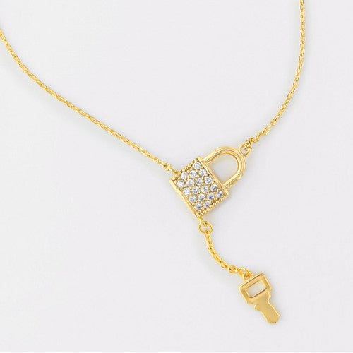 Tiny Gold Plate & CZ Necklace