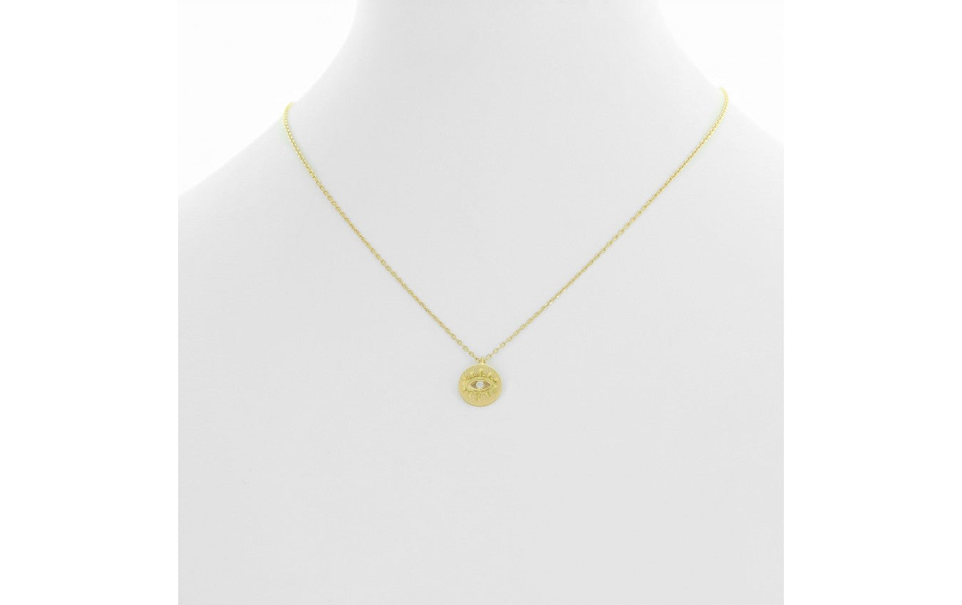 Tiny Gold Plate & CZ Necklace