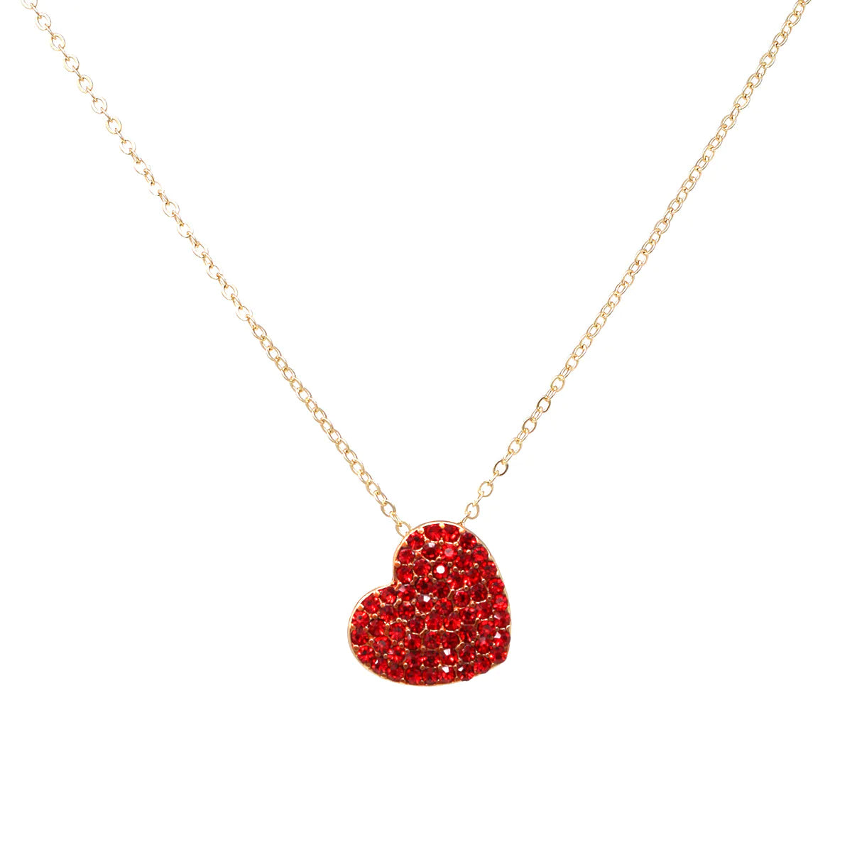 Rhinestone Pave Heart Pendant Necklace