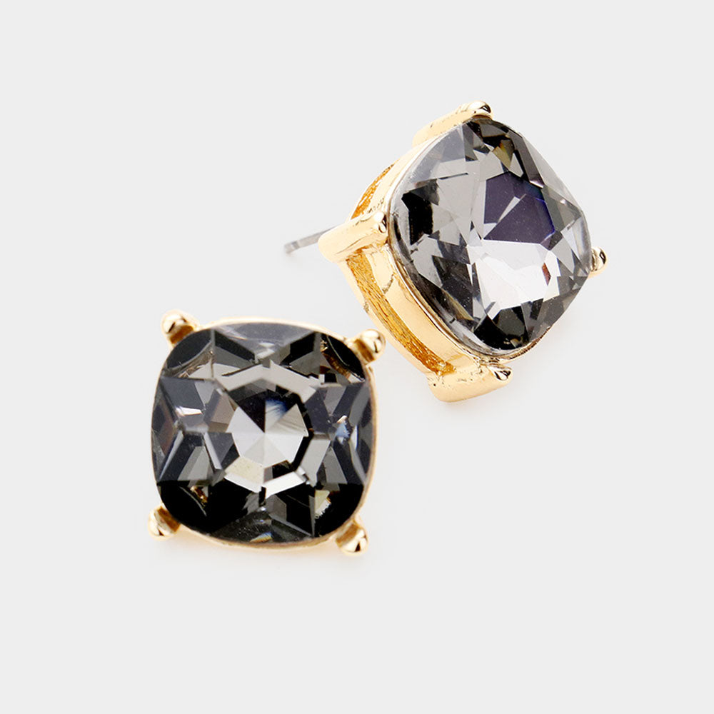 Chunky Square Stone Stud Earrings