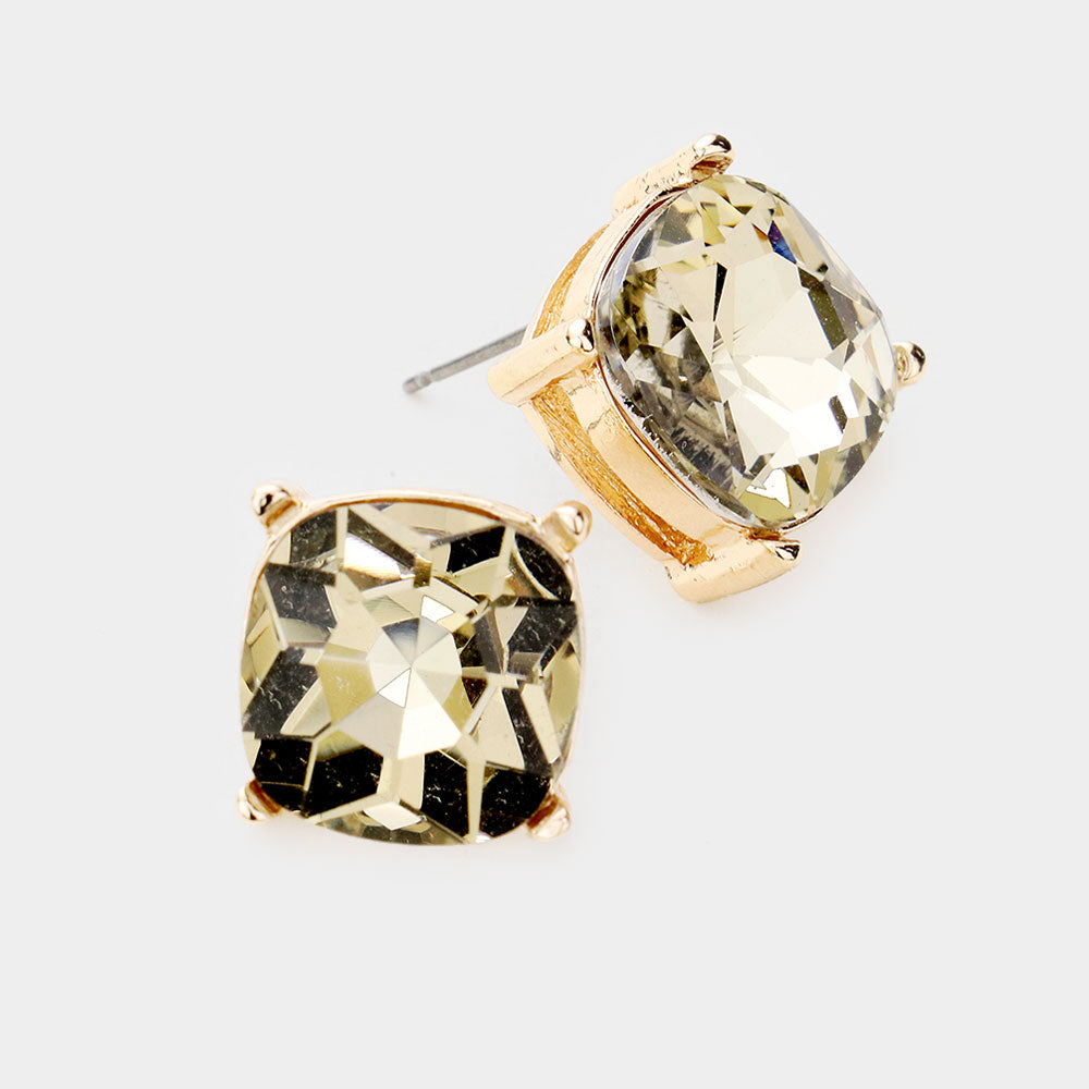 Chunky Square Stone Stud Earrings
