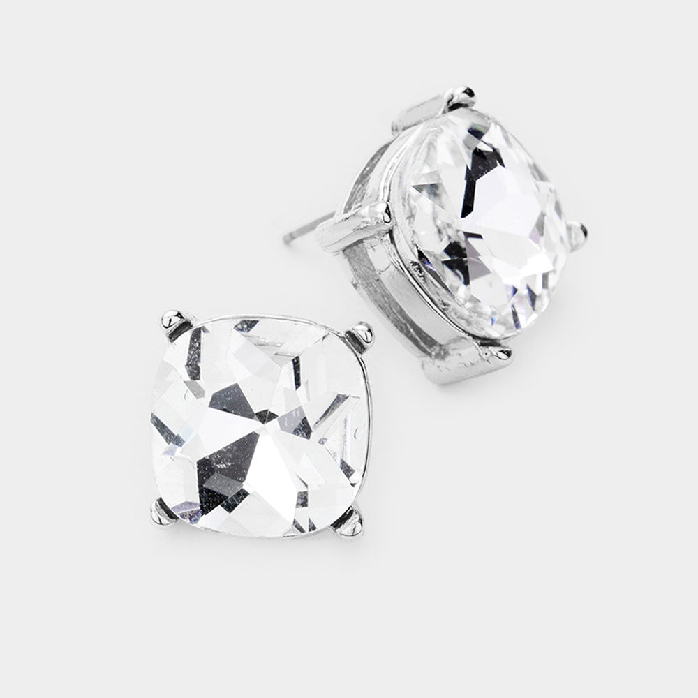 Chunky Square Stone Stud Earrings