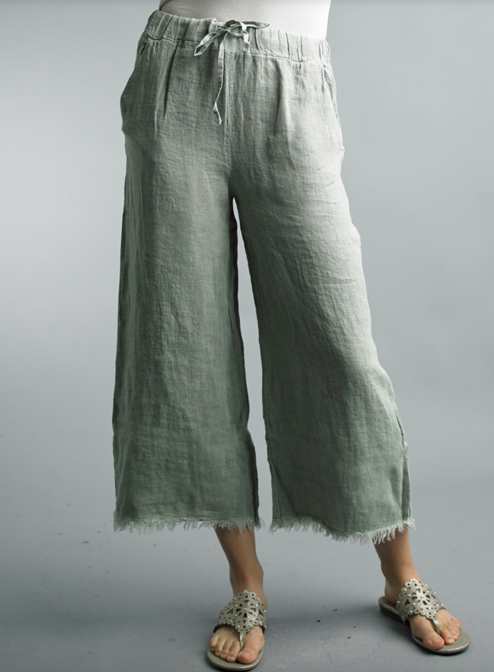 Tempo Paris Nantucket Frayed Hem Linen Pants