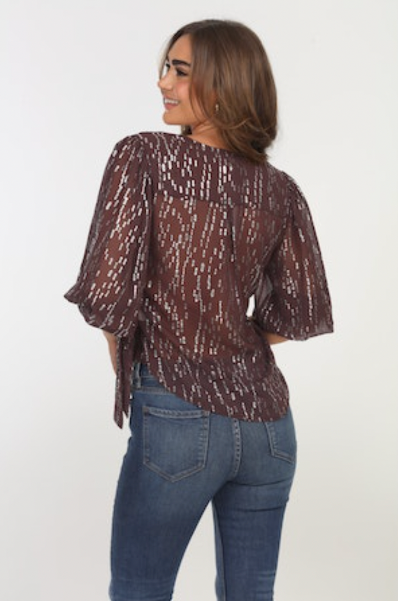 Veronica M Puff Sleeve Wrap Top - XSMALL
