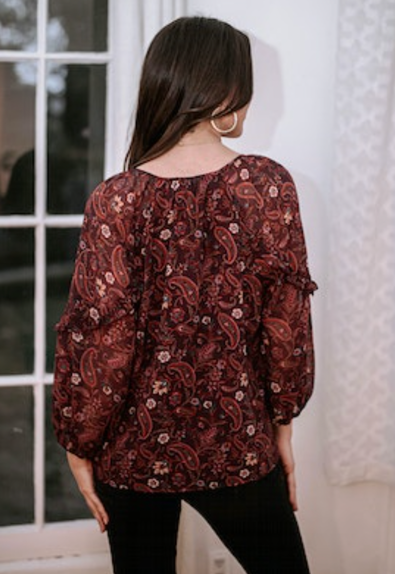 Veronica M Gredana Chiffon Blouse Top - SMALL