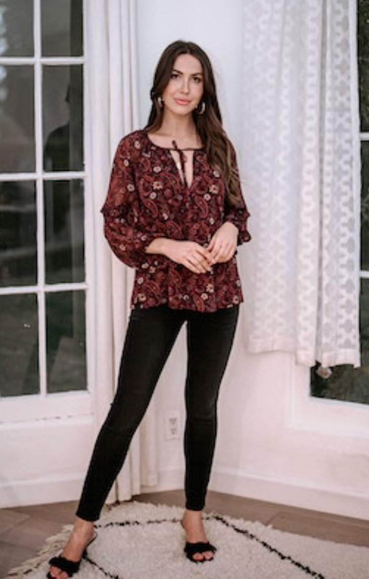 Veronica M Gredana Chiffon Blouse Top - SMALL
