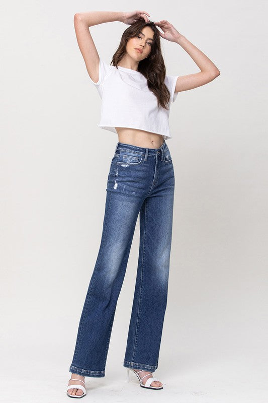 High Rise Wide Leg with Raw Hem Jeans