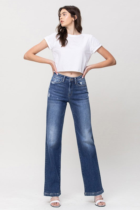 High Rise Wide Leg with Raw Hem Jeans