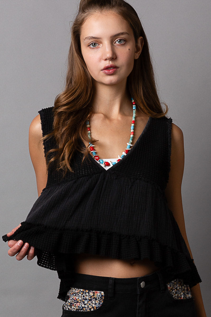 POL Sleeveless Babydoll Top at Leaf Boutique