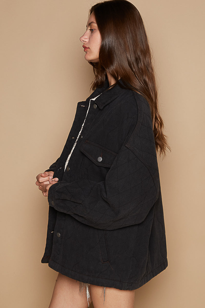 POL Cotton Quilted Oversized Jacket