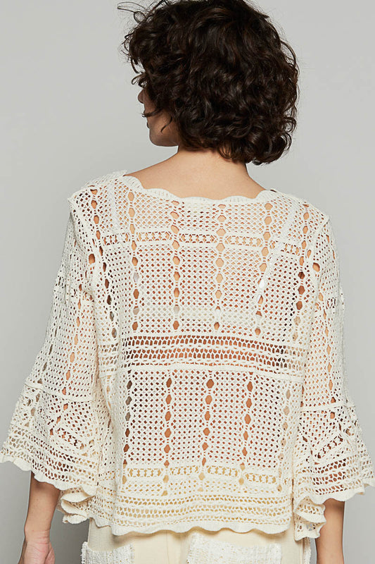 POL Flare Sleeve Crochet Top